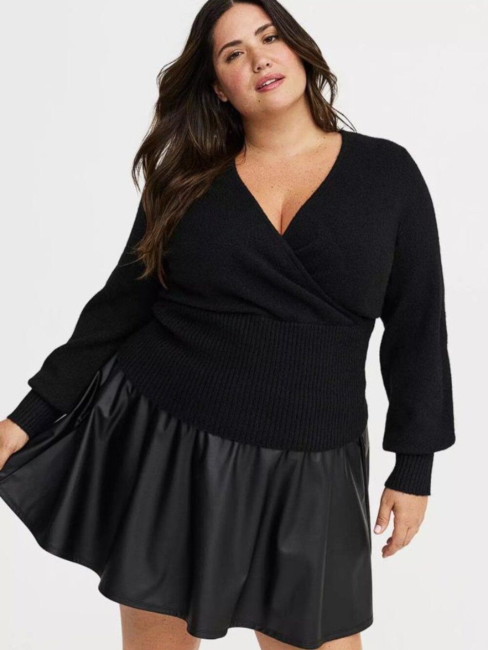 TORRID Women's Plus Size Vegan Cashmere Surplice Sweater Size 4X In Black